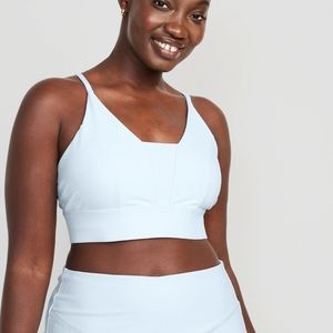 NWOT Ecru Light Support PowerSoft Textured-Rib Sports Bra for Women